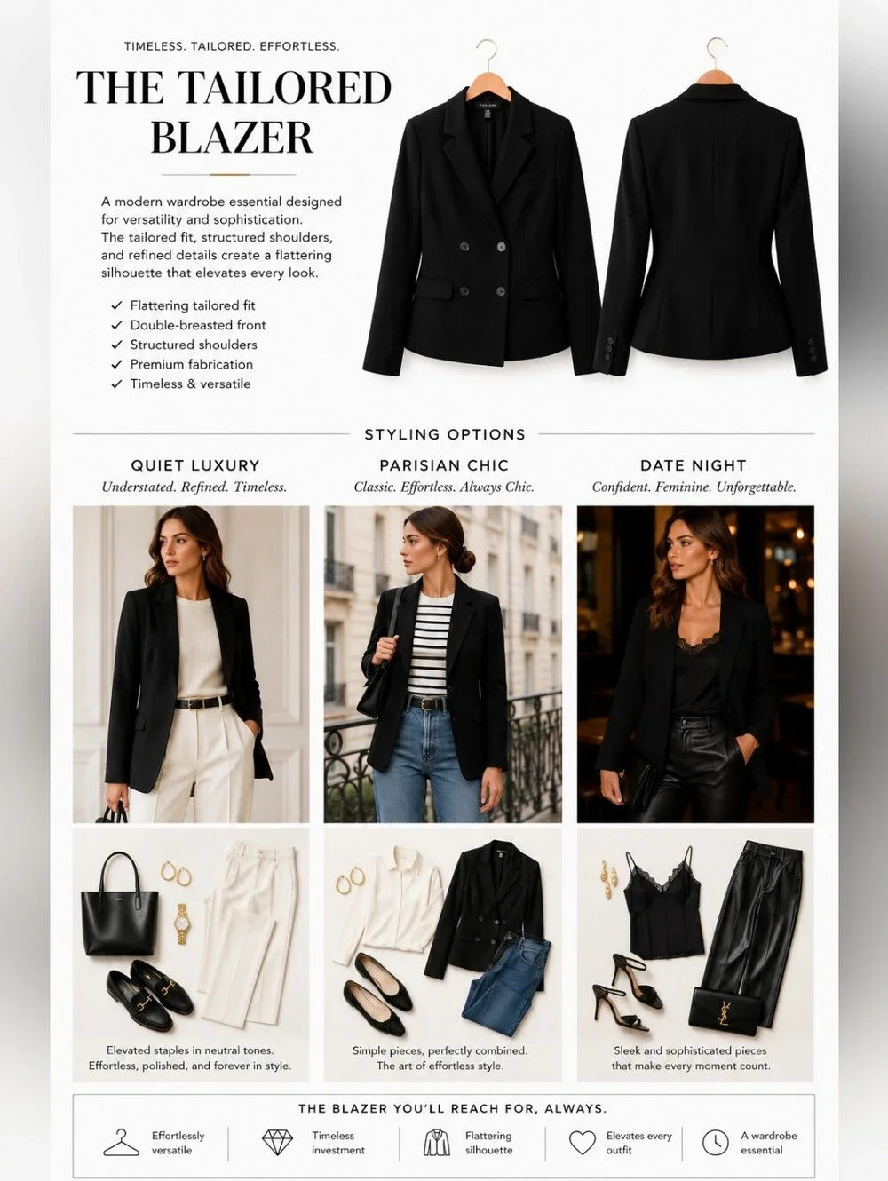 Tahari | Black Tailored Black Blazer | Classic Office Workwear Jacket | Size S - Picture 3 of 7